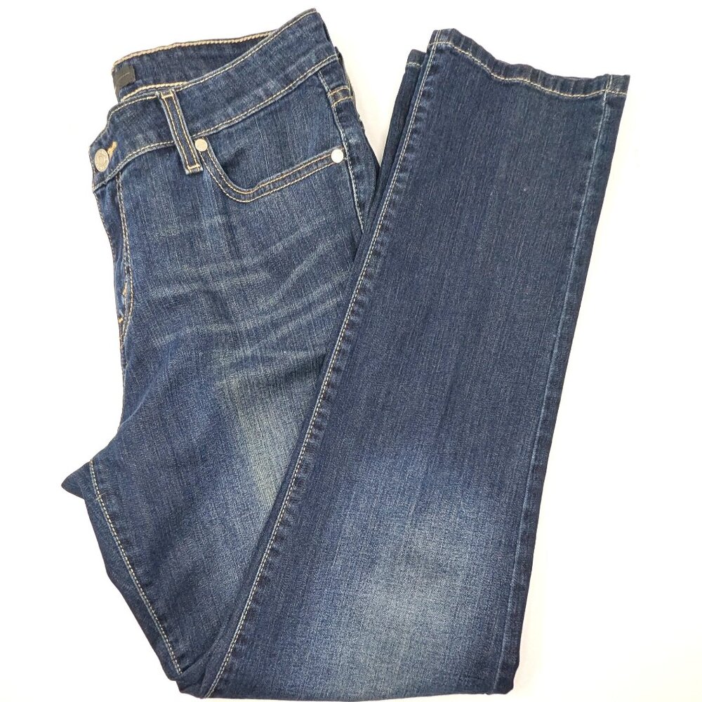 Womens Levi's Mid Rise Blue Jeans Straight Skinny Size 12 31X30 Dark Style 58575
